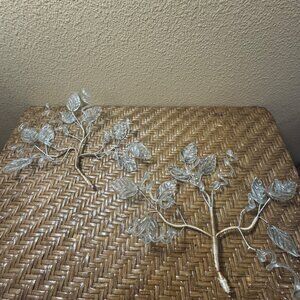 Vintage Crystal Bouquet Glass Floral Branch Venetian Glass Leaves Squiggle